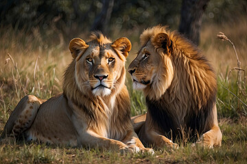 Fototapeta premium a beautiful lions