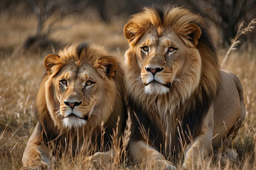 Obraz premium a beautiful lions