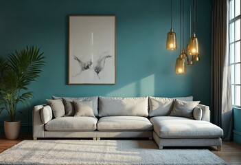 Stylish Modern Living Room with Cozy Sofa and Elegant Lighting Design