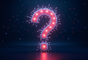 Creative 3D Representation of a Question Mark Embellished with Microbial Elements for Thought-Provoking Concepts