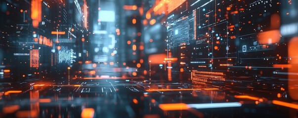 Futuristic 3D web components floating in a virtual space, innovative web design concept, cutting-edge UI elements.