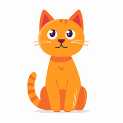 Cute cartoon cat. Vector illustration in a flat style on a light background.