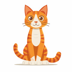 Obraz premium Cute cartoon cat. Vector illustration in a flat style on a light background.
