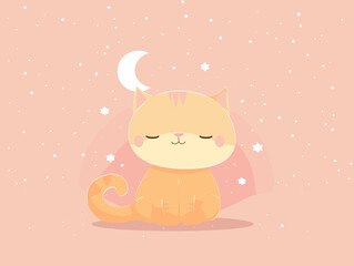 Cute cartoon cat. Vector illustration in a flat style