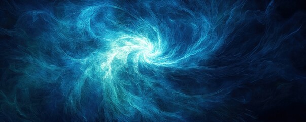 Fototapeta premium Complex light spirals over the stage, deep blue and green hues, hypnotic and surreal ambiance
