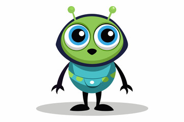  Cute alien full body two legs on white background vector art illustration 