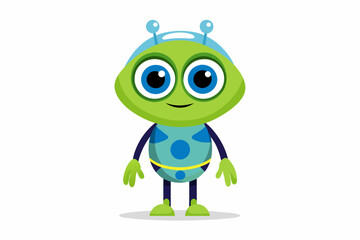  Cute alien full body two legs on white background vector art illustration 