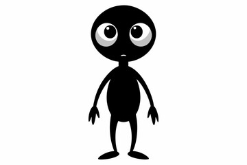  Cute alien full body two legs on white background silhouette black vector art illustration