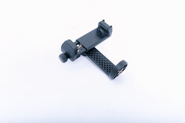 Black smartphone holder Isolated on white  background.