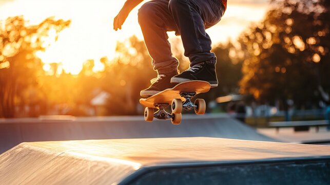 A skater showcases their skills at a skate park by performing a kickflip on a ramp. Their stylish execution reflects the essence of the skateboarding lifestyle, characterized by daring tricks 