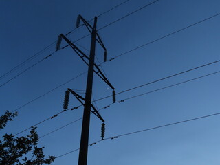 power lines on a sky
