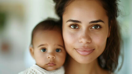 Loving Mother Hugs Her Little Baby Home