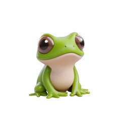 A cute and whimsical green frog character, perfect for children's illustrations and playful designs. 3D render
