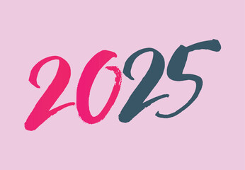 Happy New Year 2025 Design Drawing Scribble Abstract Vector Illustration