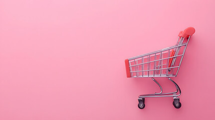 a shopping cart on a pink background