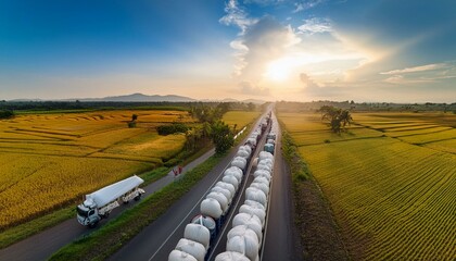 Sunrise Highway Convoy: Rice Paddy Logistics Aerial