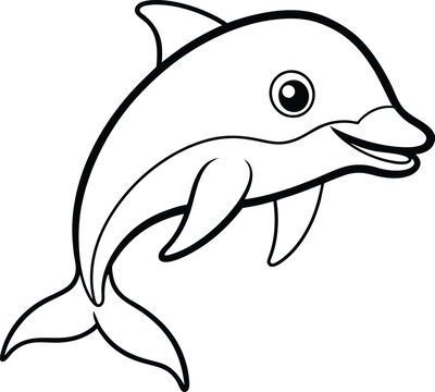 recommend clip art: dolphin isolated  line art for kid's coloring book 