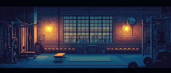 empty gym at night game platform illustration background