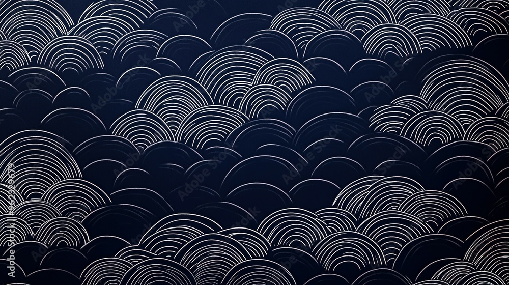 Canvas Prints Abstract Pattern of White Arcs on a Dark Blue Background