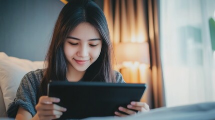 Teenager Using Tablet at Home