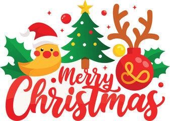 Merry Christmas typography sublimation t shirt design and clipart .