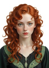 Fototapeta premium Portraits of a Red-Haired Woman with Freckles