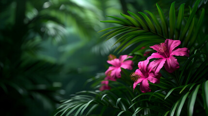 Lush Tropical Rainforest With Vibrant Foliage 