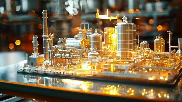Glowing futuristic refinery on a table showcases cutting edge energy technologies and innovations in the industry