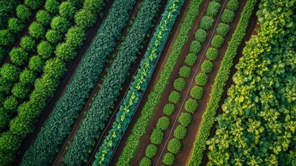 an overhead view of state-of-the-art greenhouses in a smart agricultural setting, promoting eco-friendly farming practices