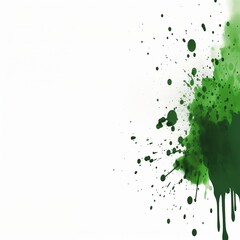 Naklejka premium green ink splatter, dotted, isolated in white background and copy space