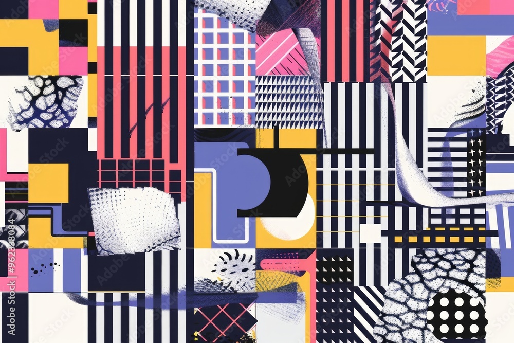 Poster a colorful design featuring interconnected geometric shapes