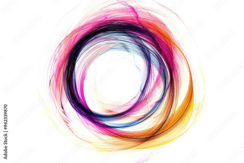 Poster a vibrant and colorful swirl of paint on a white background, ideal for use in designs where creativi