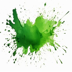 green ink splatter, dotted, isolated in white background and copy space