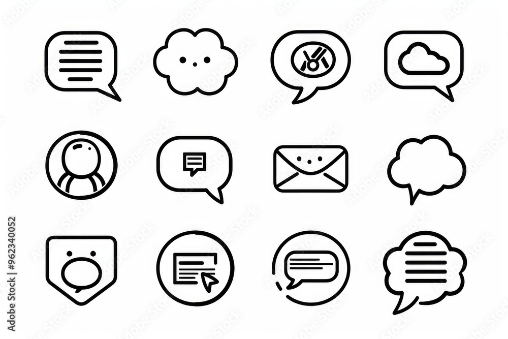 Poster various cartoon style speech bubbles with different shapes and sizes, ideal for illustrations and de