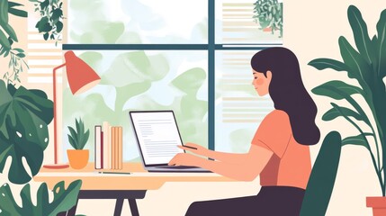 Cozy Home Office with Laptop