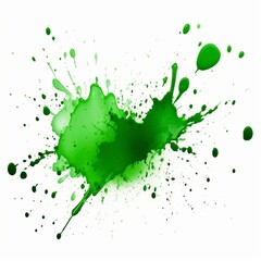 green ink splatter, dotted, isolated in white background and copy space