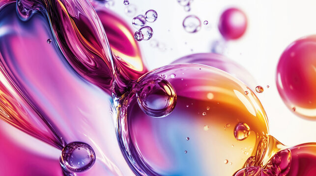 Colorful abstract background with bubbles floating in liquid