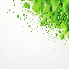 green ink splatter, dotted, isolated in white background and copy space