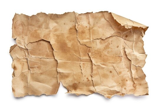 A piece of old paper with a torn edge, featuring a snippet of written text