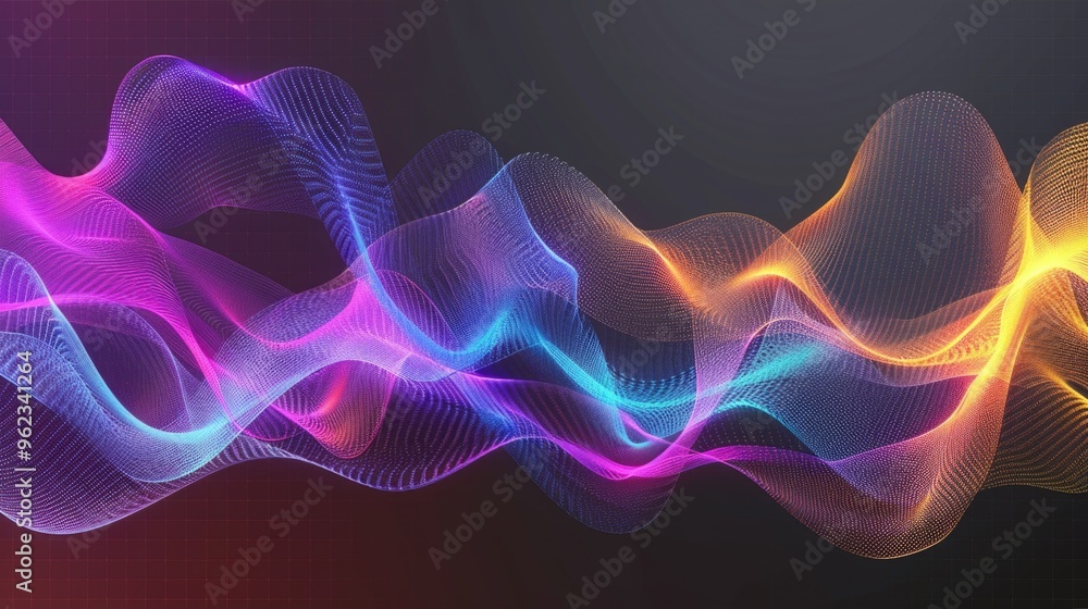 Poster a colorful waveform against a black background, great for use in presentations, infographics, or as 