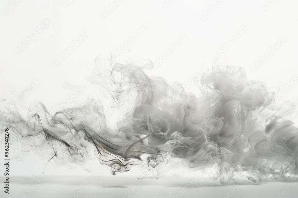 Sticker A black and white photograph showing smoke suspended in the air