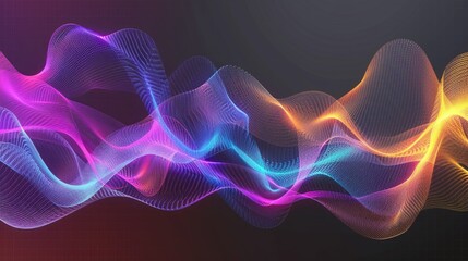 Obraz premium A colorful waveform against a black background, great for use in presentations, infographics, or as a design element