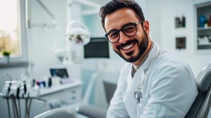 Friendly Dentist in Modern Clinic