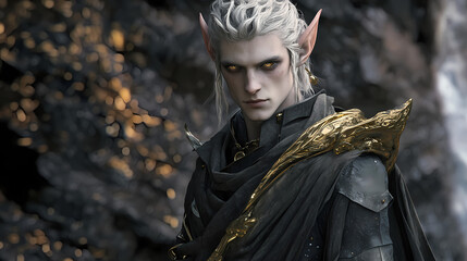 3d rendering : a portrait of the elf male character is standing in a location. Elf. Illustration