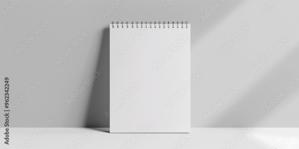 Poster a simple notebook with blank pages on a white background