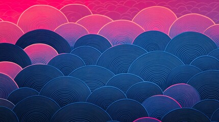 Obraz premium Abstract Pattern of Concentric Circles in Blue and Pink Hues
