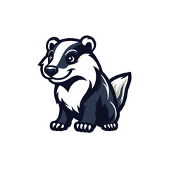 Mascot template with cute cartoon badger. Vector illustration.