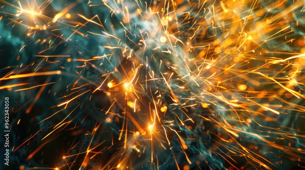 Poster a close-up shot of a firework with sparks flying out, perfect for use in celebrations and events