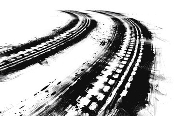 Obraz premium Black and white photograph of a train track with rails and ties