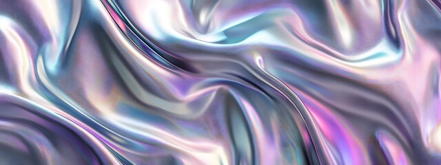Obraz premium Iridescent satin background with wavy folds, creating an elegant and luxurious feel